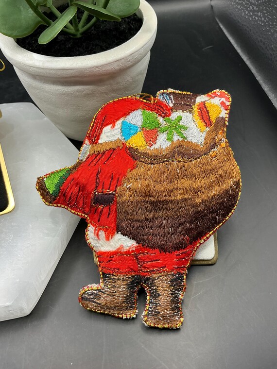 VTG クリスマスオーナメント ハンドメイド ファブリック サンタ