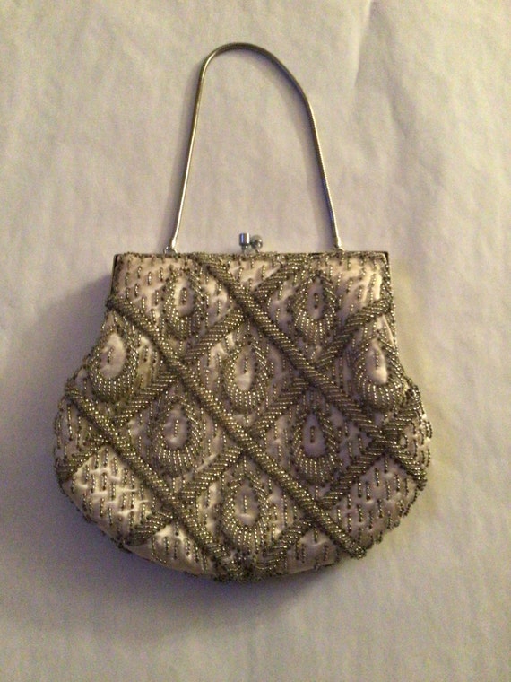 Vintage Silver Hand-beaded Purse - image 2