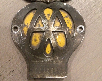 Vintage British AA Club Motorcycle Badge Numbered