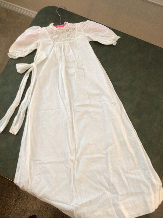 Vintage Cotton and Lace Infant Christening Gown