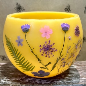 Beeswax Luminary Anniversary Birthday Housewarming  Mom Valentine&#39;s Day Memorial Gift Pressed Flower Beeswax Candle Tea light Candle holder