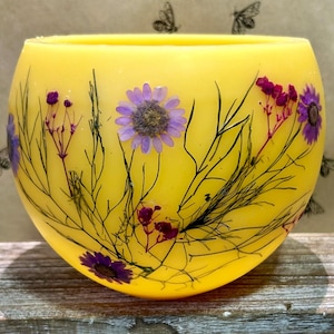 Beeswax Luminary Pressed Flower Home Decor Anniversary Birthday Gift Mom Wife Girlfriend Gift Beeswax Candle Tea light Candleholder Lantern