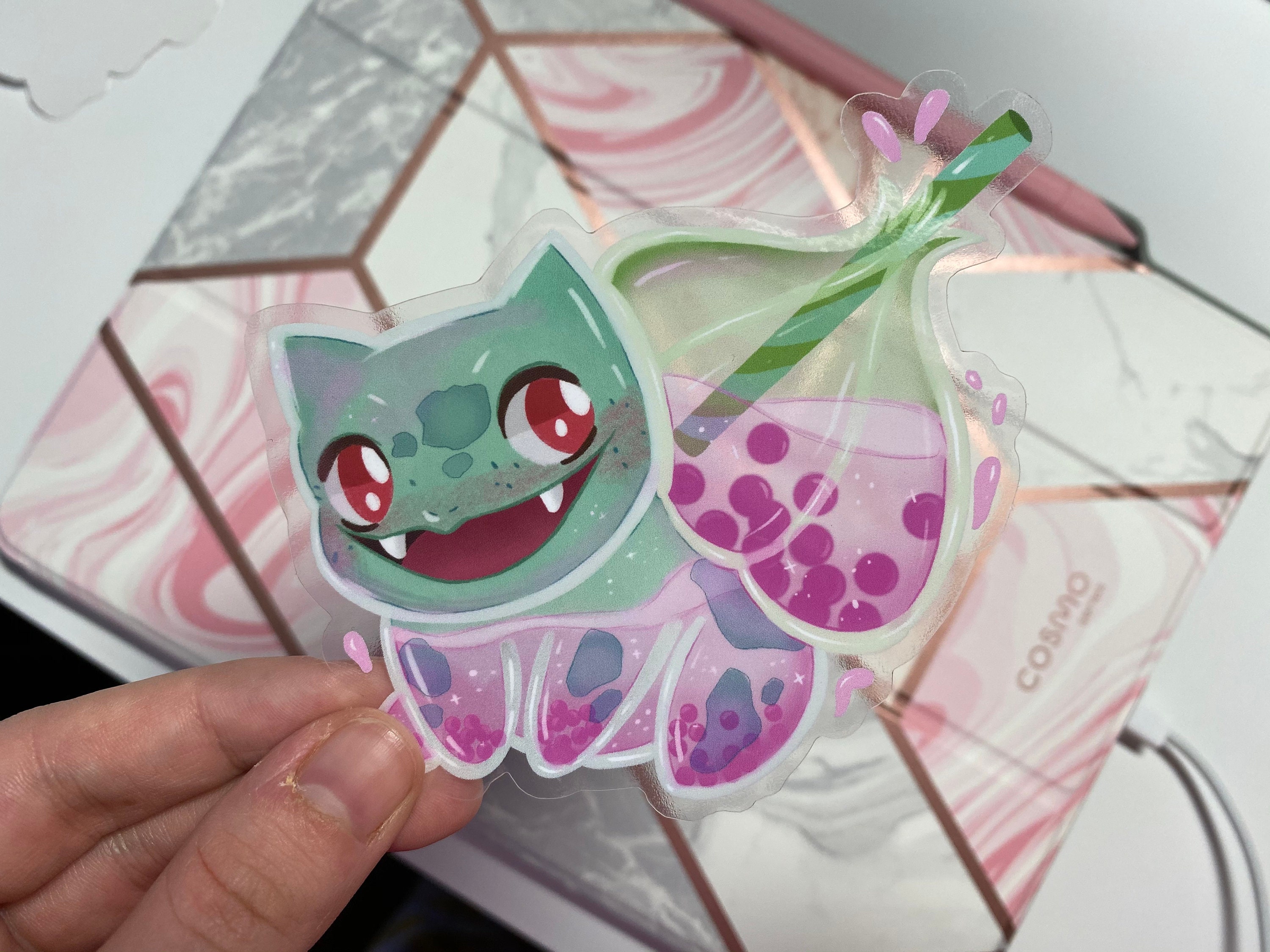 Pocket Size Monster Bulbasaur Boba tea Cute Pokemon Art Etsy