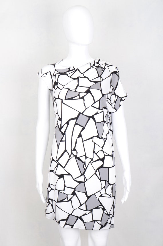 Gucci asymmetrical abstract jersey dress size M