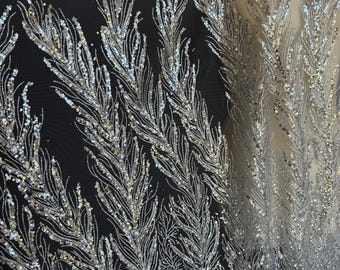 Silver Glitter Mesh Fabric: Metallic Lace, Shimmer Tulle (60 inch)