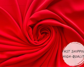 Red Crepe Fabric: Polyester Elastane Blend, Dressmaking Material