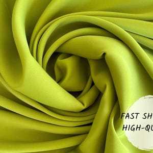 Olive Green Crepe Stretch Fabric By The Yard For Fitted Cloth Premium Mustard Green Elastic Crepe Perfect To Create Formal Wear Dress