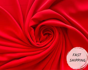 Red Crepe Fabric: Medium Weight Polyester Elastane Blend