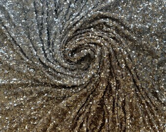 Ombre Sequin Lace Fabric: 4-Way Stretch Silver Gold Embroidery
