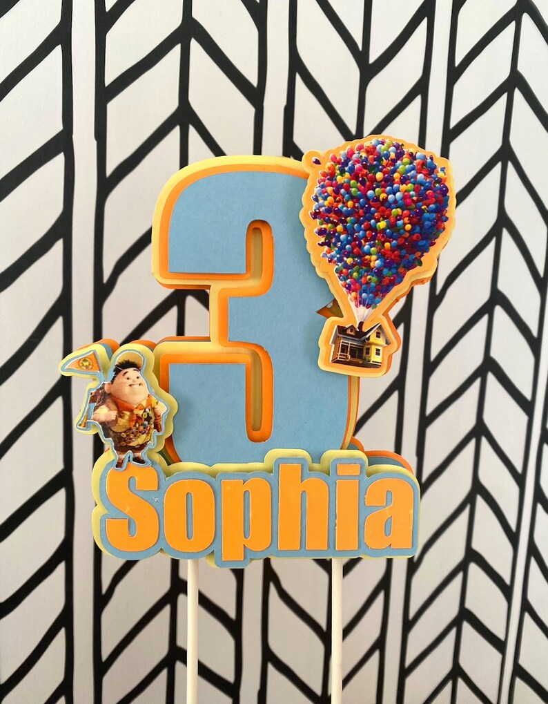 UP Movie Themed Inspired 3-D Cake Topper Personalized Name - Etsy