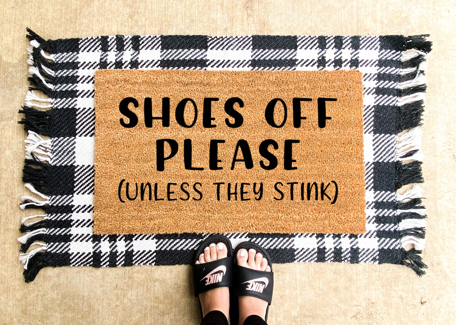 Shoes off please Unless they stink Doormat Funny Doormat Etsy