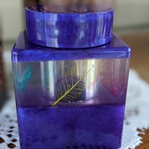 Square Purple Jar w/Leaves