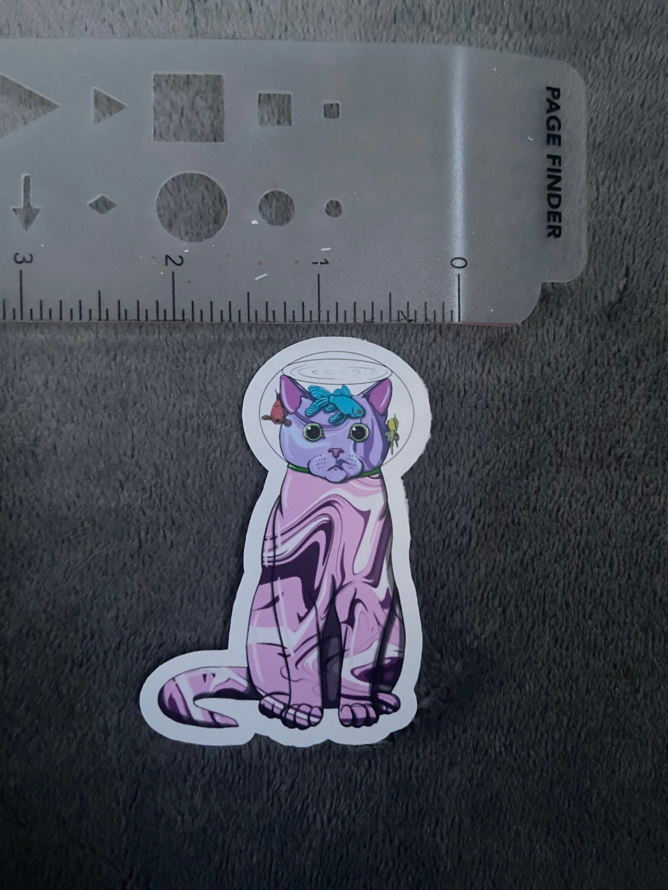 Cat Wearing a Fish Bowl Sticker - Etsy