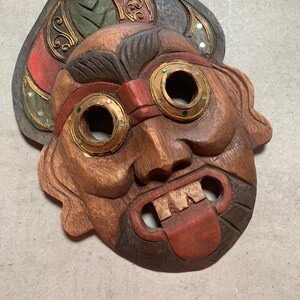Vintage Thai Hand Carved Wooden Wall Mask made in Thailand