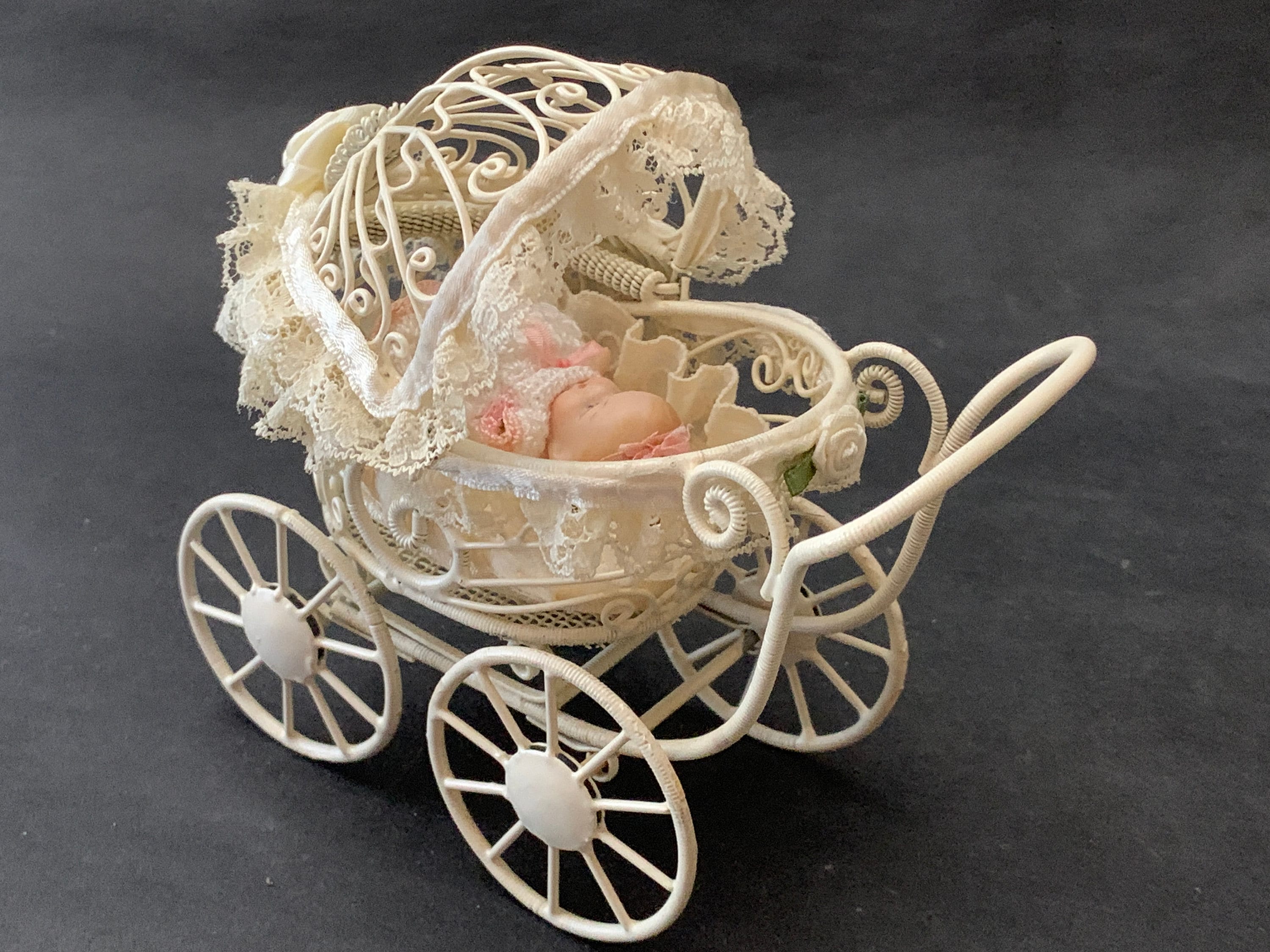 Sterling Silver Vintage Silver Cross Dolls Pram 1970s RARE Silver