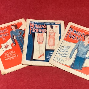 Three x 1930s Woman&#39;s Friend Magazines fascinating 93 year old reading material