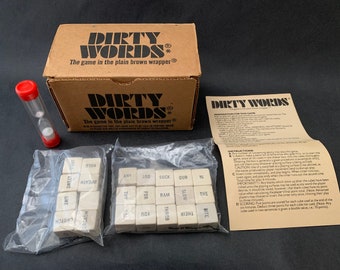 Vintage spel DIRTY WORDS 1977 Boxed ongespeelde ongeopende dobbelstenen zakken