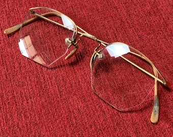 Antique Semi-rimless Prescription Bifocal Eyeglasses