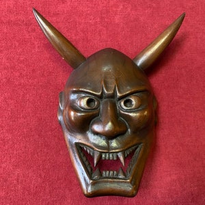 Traditional Japanese Hand Carved Wooden Hannya Noh Mask