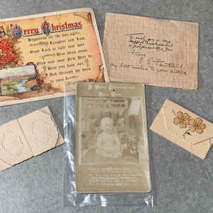 Small Lot of Vintage Christmas and greeting card ephemera 1900 - 1940s