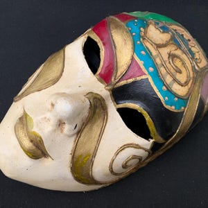 Authentic Venetian Mask signed 1997 traditional hand crafted and painted papier mache