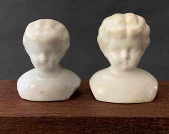 Two Antique Porcelain Doll Shoulder Heads