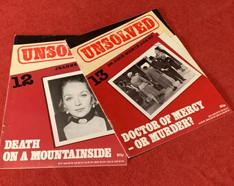 Zwei x Vintage True Crime Magazine UNGELÖST Band 1 Ausgaben 12 & 13 Jeannette May Death Mountainside / Dr