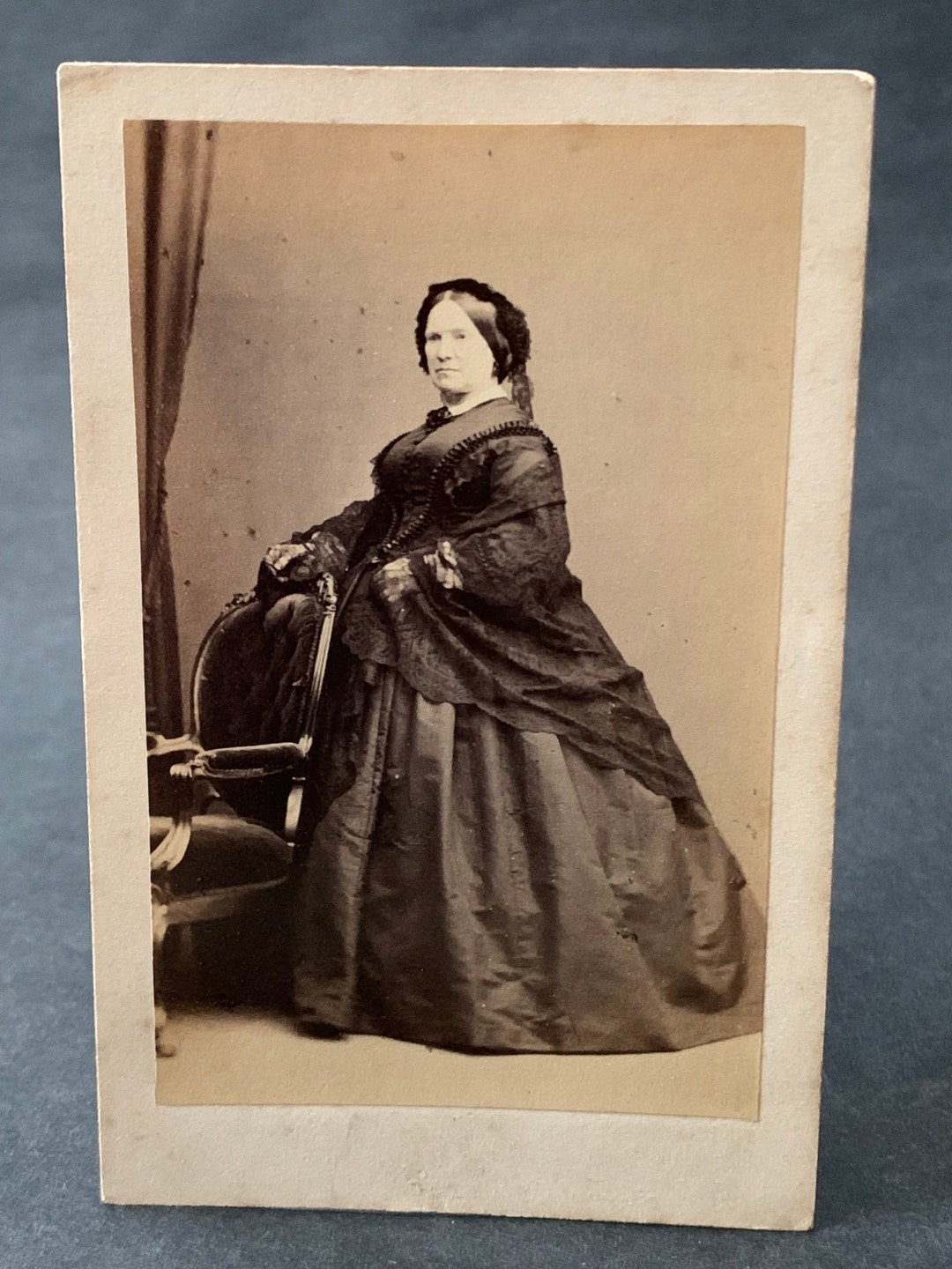 Antique Victorian Era Portrait Photograph of a Woman With Long Black ...