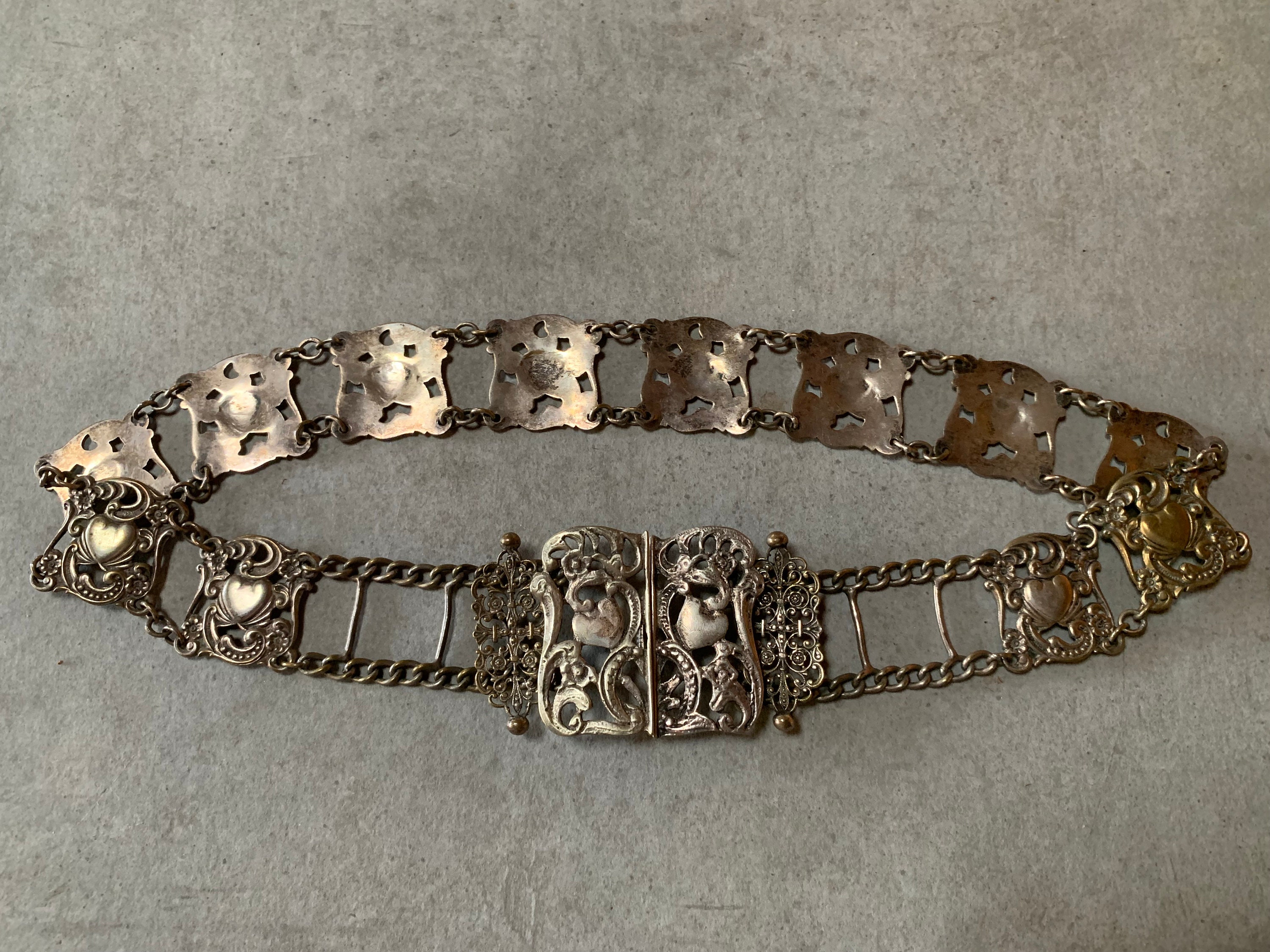 Antique Edwardian ladies silver plated belt stamped | Etsy