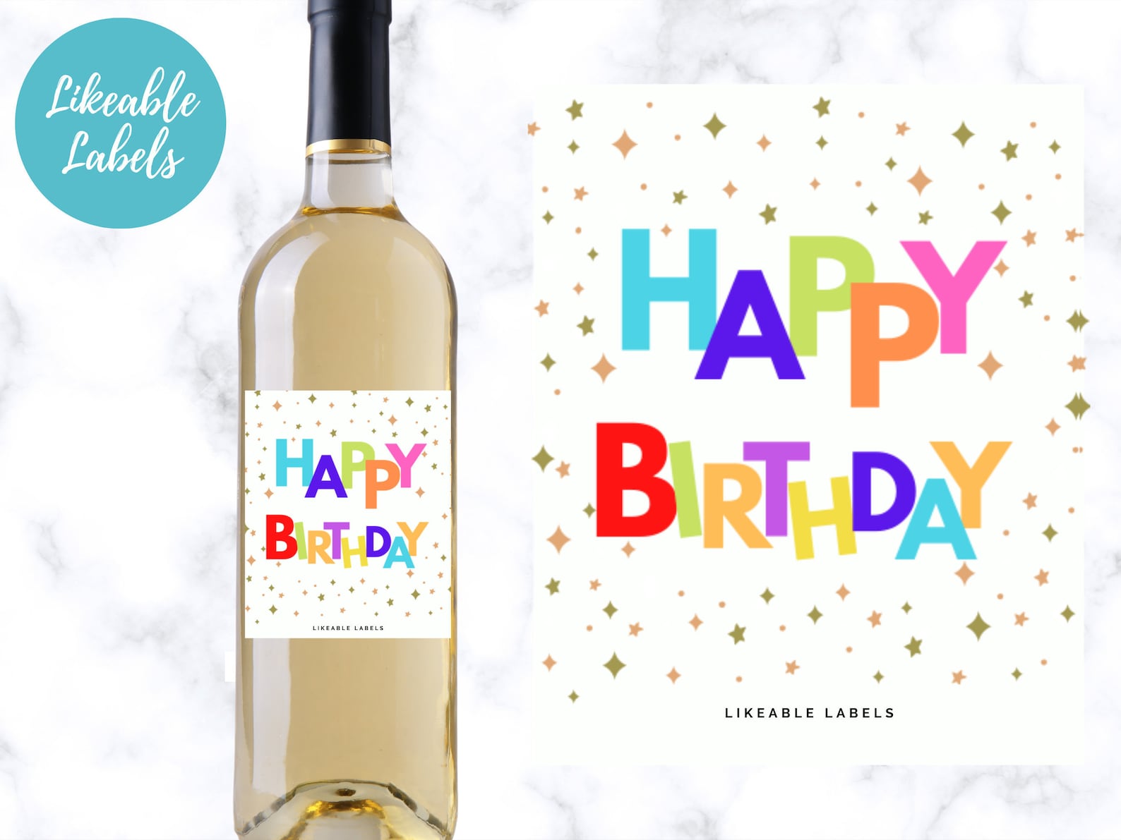 Happy Birthday Wine Label Etsy