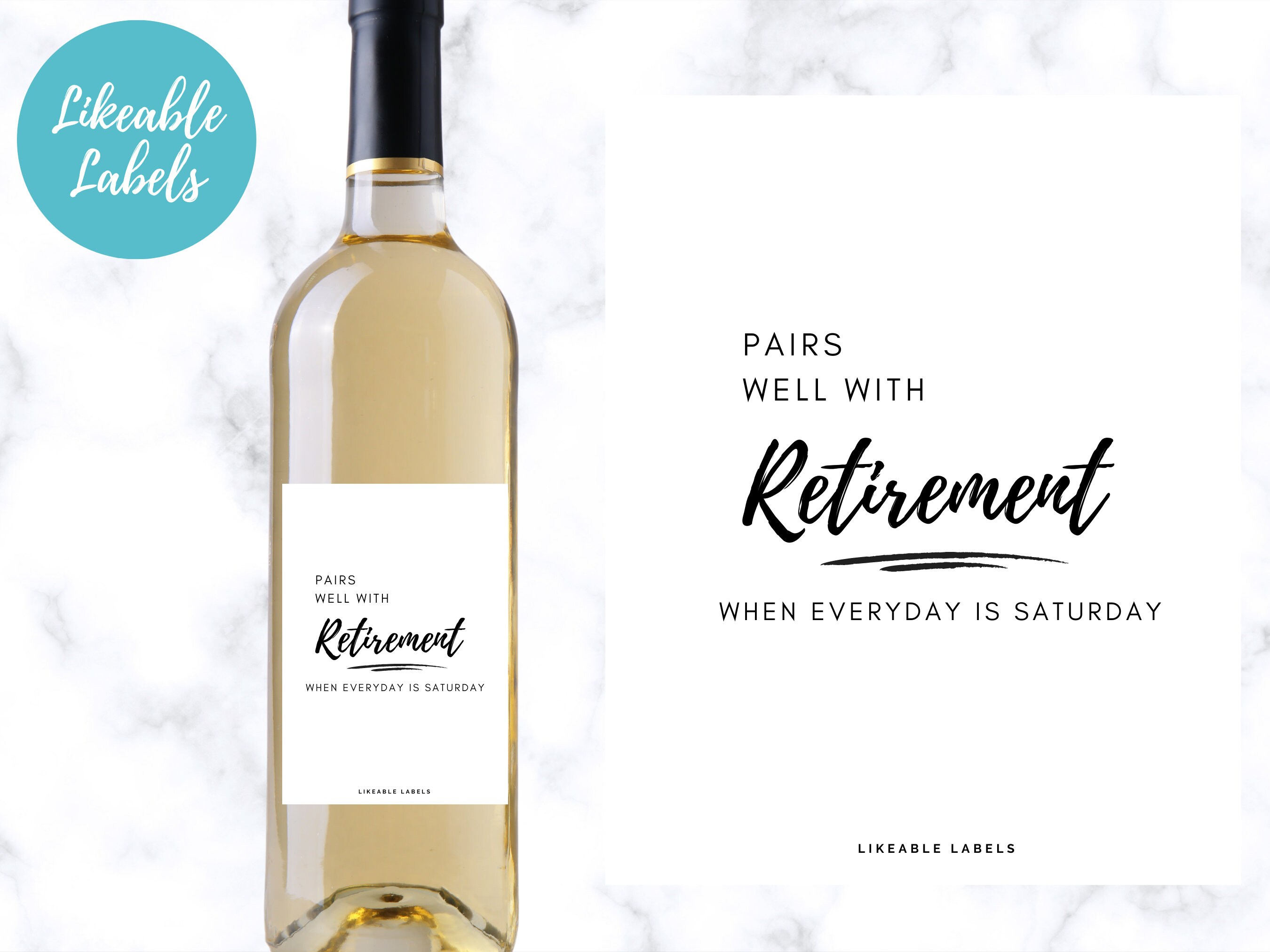 Pairs Well With Retirement Wine Label, Funny Retirement Gift, Retirem…