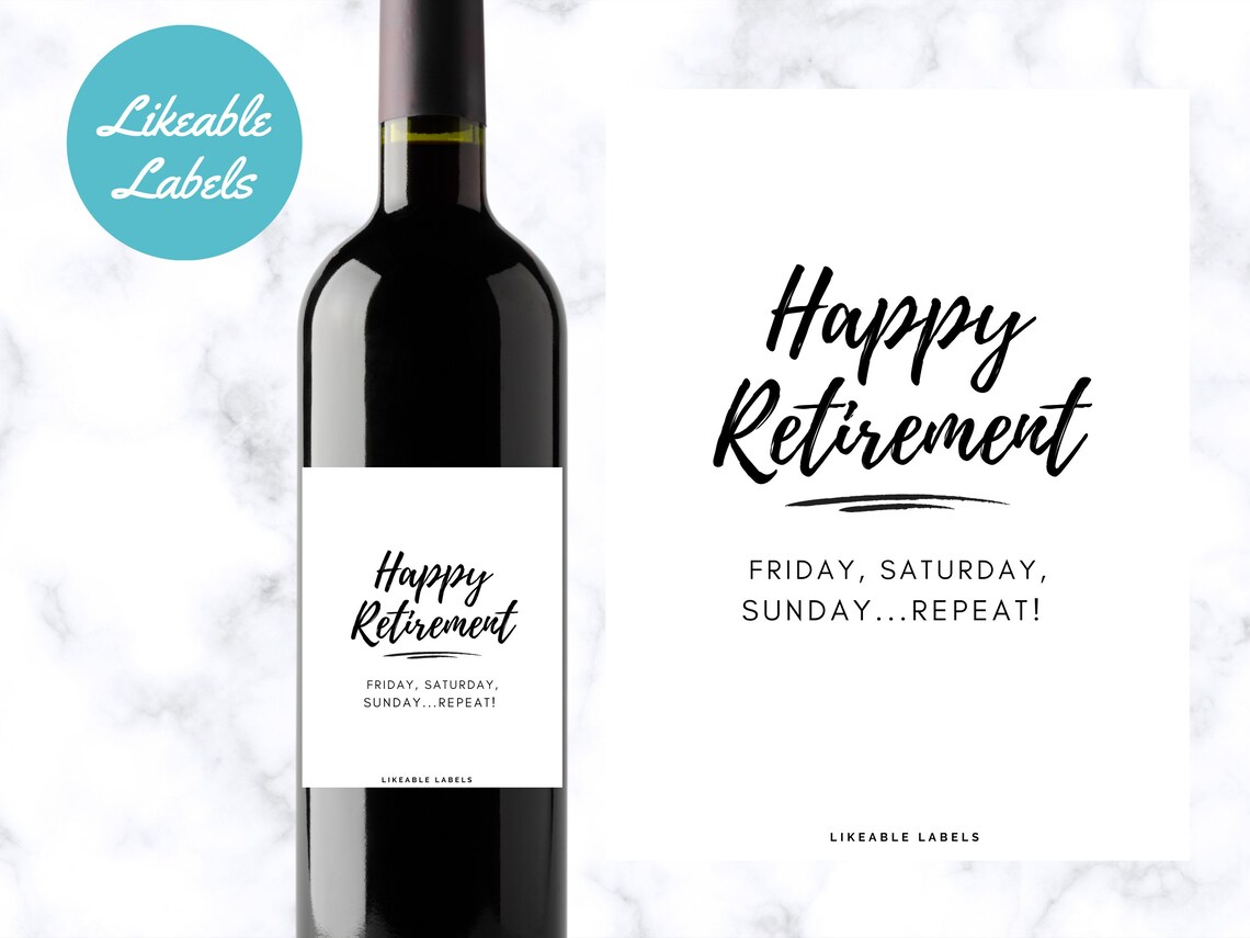 Happy Retirement Wine Label Funny Retirement Wine Label | Etsy