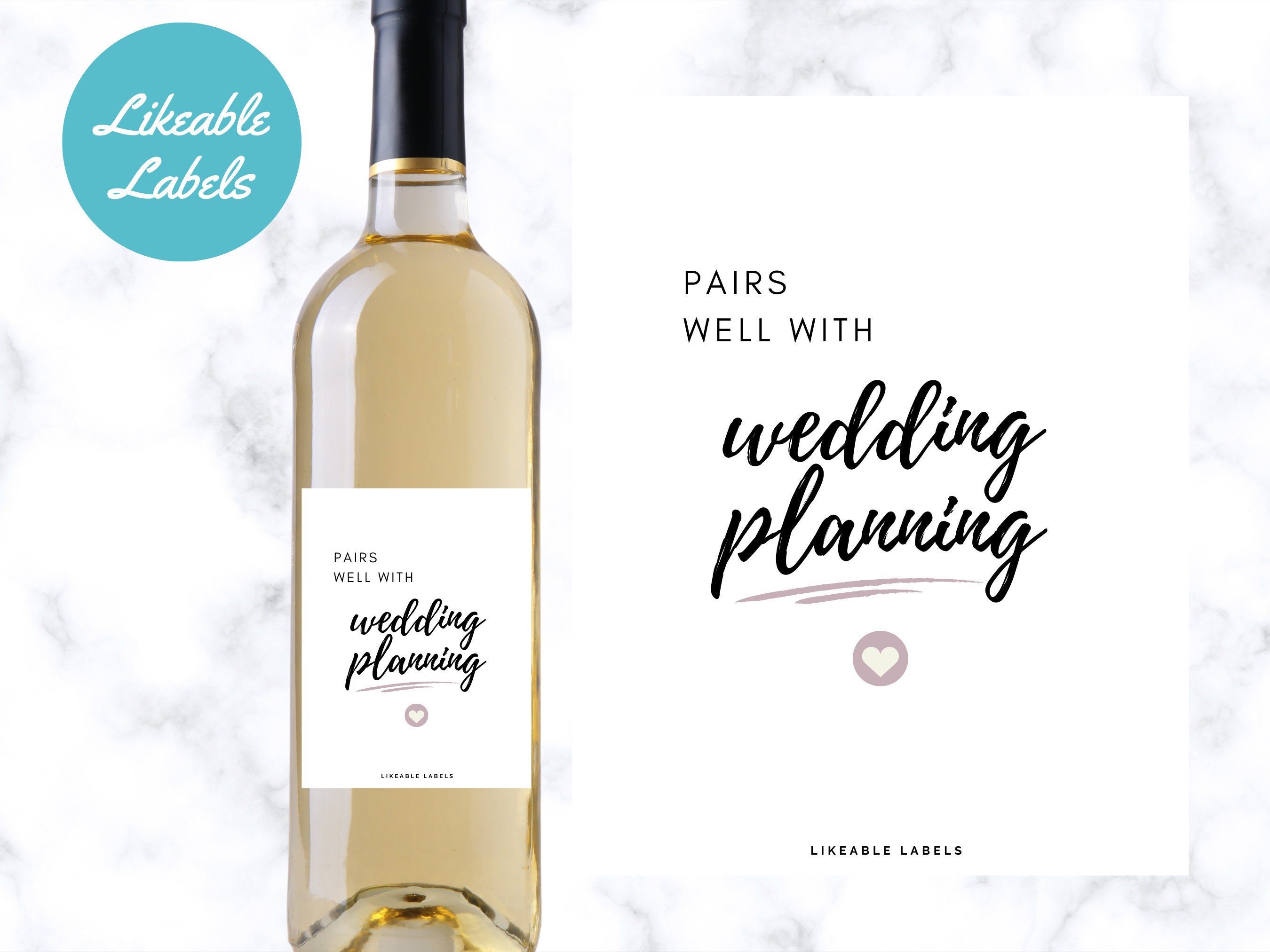 Pairs Well With Wedding Planning Wine Label Wedding Gift Etsy