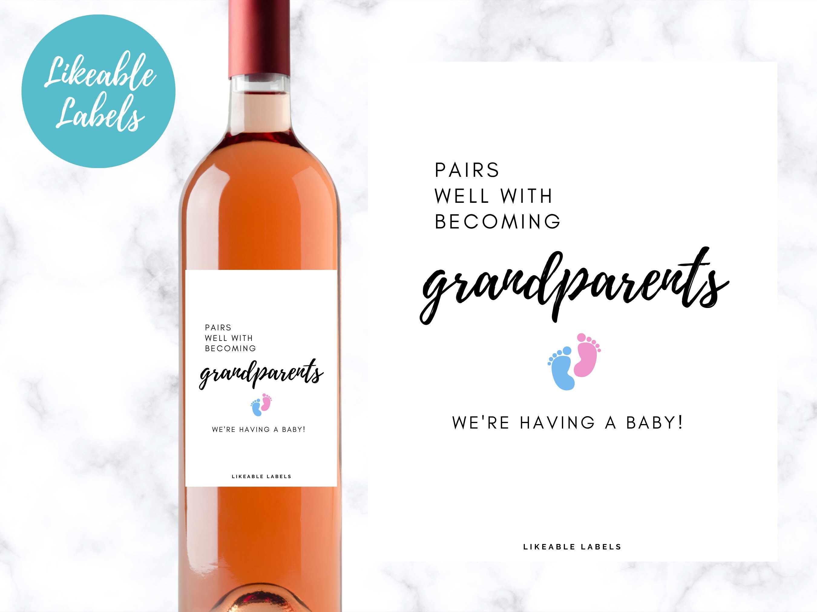 Pairs Well With Grandparents Wine Label Baby Etsy
