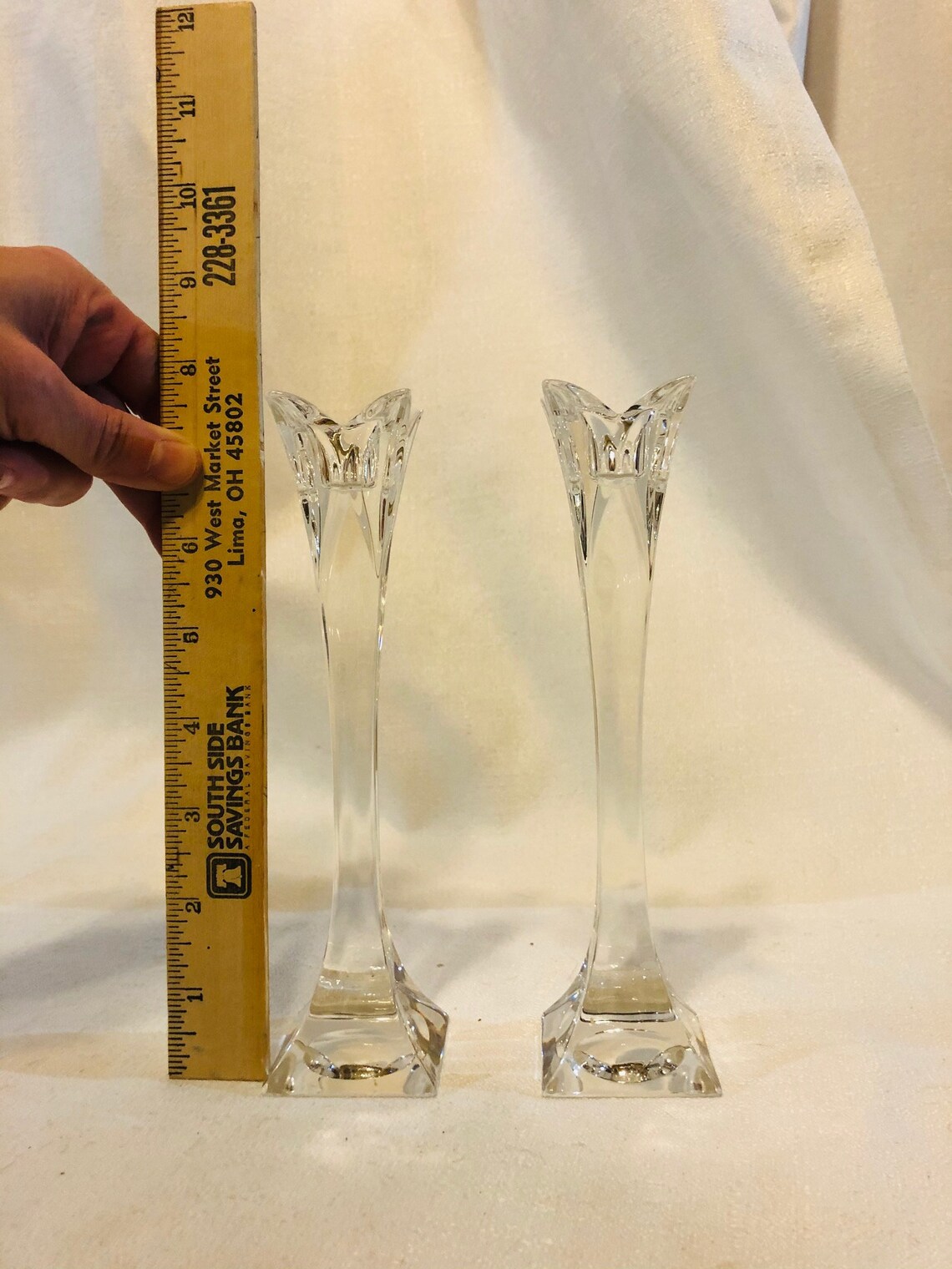 Vintage Glass Candle Stick Holders Etsy
