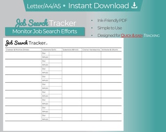 Job Search Tracker Printable: Application Organizer (PDF)