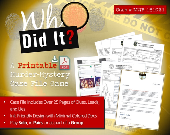 INSTANT DOWNLOAD Detective Case File Game Printable Murder Etsy