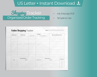 Online Shopping Tracker: Order Management PDF (US Letter)