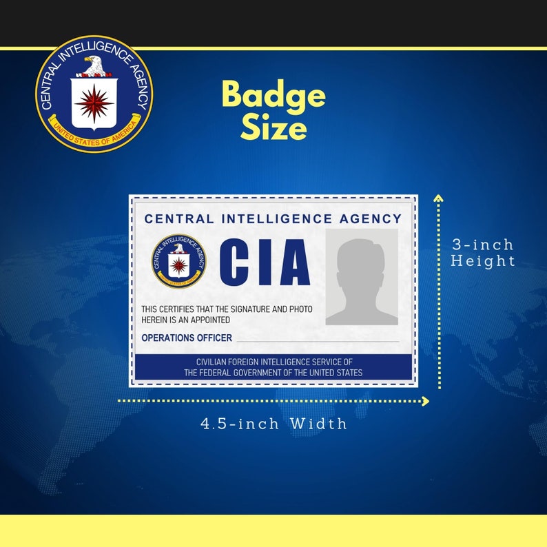 Printable Cosplay CIA Badge Movie Prop ID Badge Custom Id Card and Cia Printable Cosplay CIA Badge Movie Prop ID Badge Custom Id Card and Cia