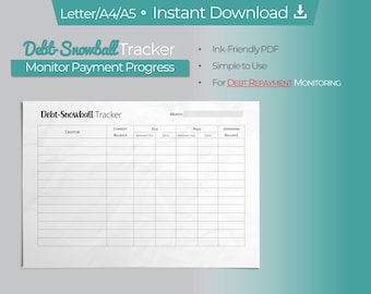 Debt Snowball Tracker: Payment Planner Worksheet (PDF Download)
