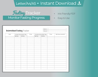 Intermittent Fasting Tracker: Weight Loss Planner (PDF Download)