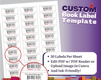 Printable Book Labels: Ex Libris Gift, 30-Label Template (PDF)