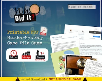 Detective Case File Game INSTANT DOWNLOAD - Solve a Cold Case Game - Murder Mystery Party Game PDF And Printable Games for Adults