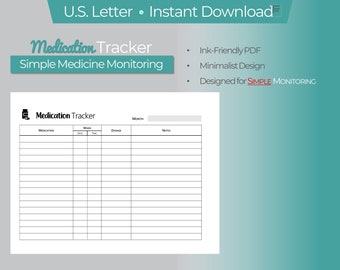 Printable Medication Tracker: Monthly Medicine Log (PDF)