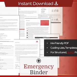 Home Emergency Binder Printable PDF, Emergency Preparedness Manager, Emergency Planner Prep Kit, Emergency Contact Printable Survival Kit