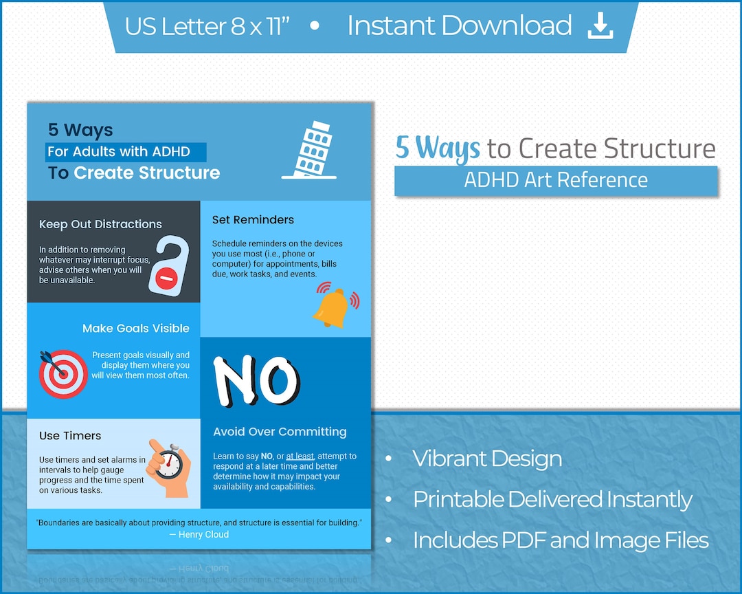 Tips to Create Structure With Adult ADHD - Printable 8 X 11 Inch Adhd ...