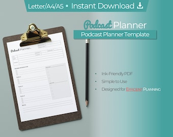 Podcast Planner Worksheet: Episode Checklist, Content Planning (PDF Download)