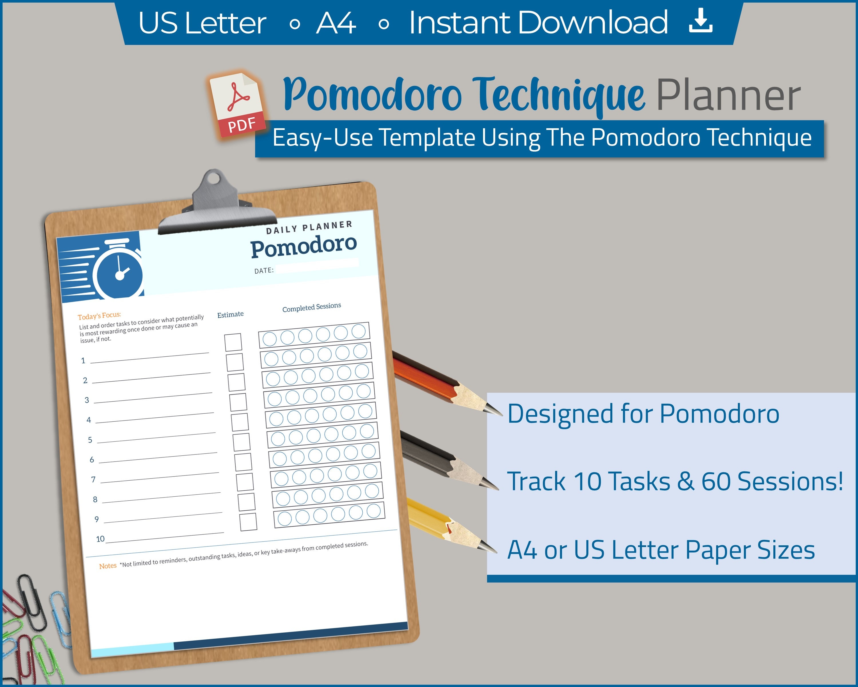 Pomodoro Planner Insert. Pomodoro Tracker for Time Management Using the ...
