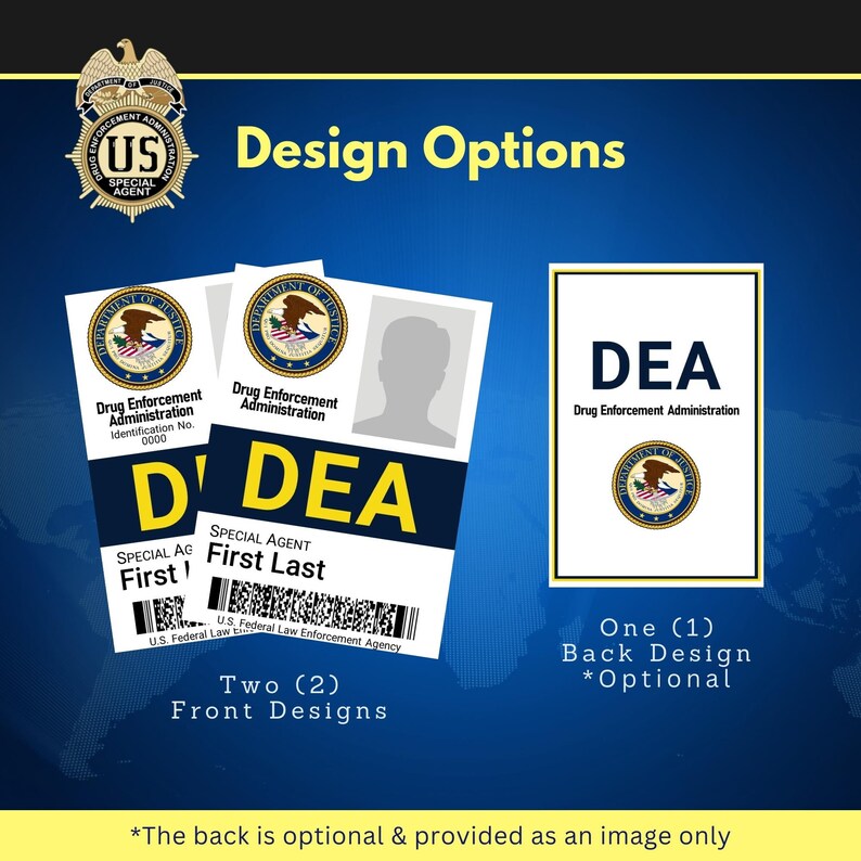 Printable DEA ID and Custom ID Card Dea Badge and Special Agent Id for Use as Movie Prop or