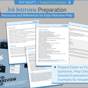 Printable Interview Planner for Interview Prep. PDF Includes Interview Questions, Interview Checklist, and Interview Tracker